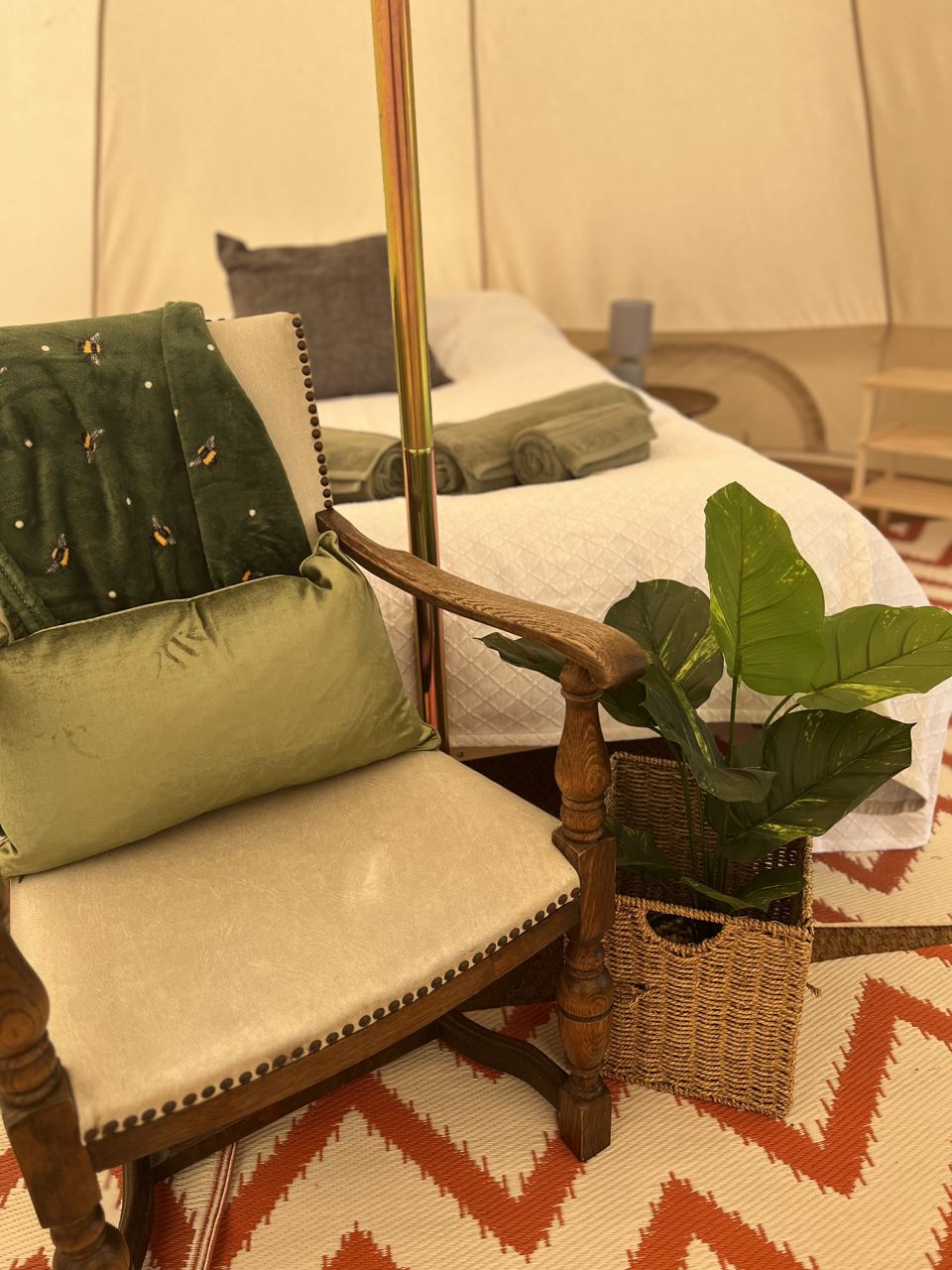 Inside a bell tent