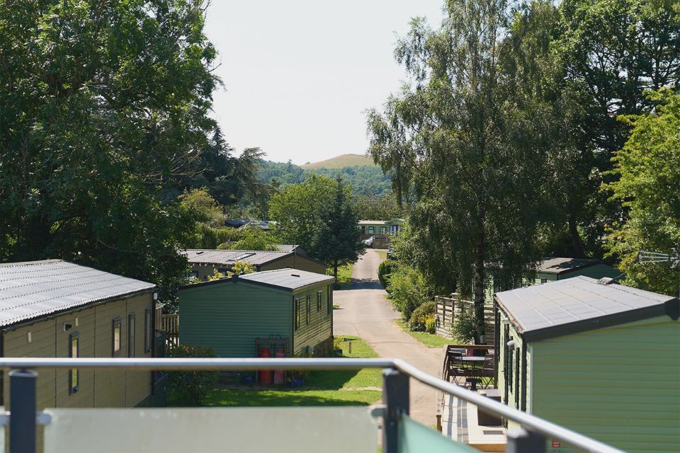 Static caravans along a lane