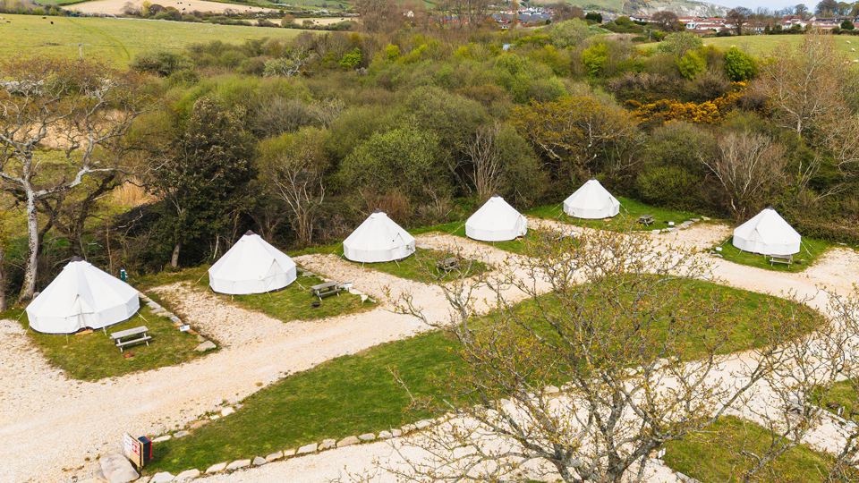 Bell tents from above