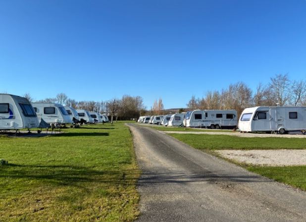 Touring caravans along the drive
