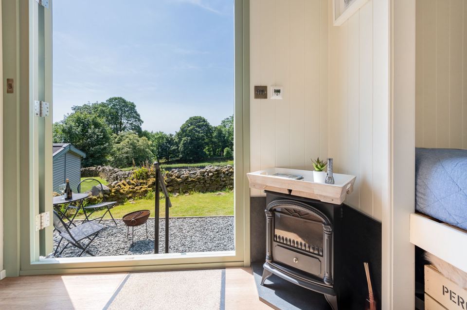 Hut doors onto the garden