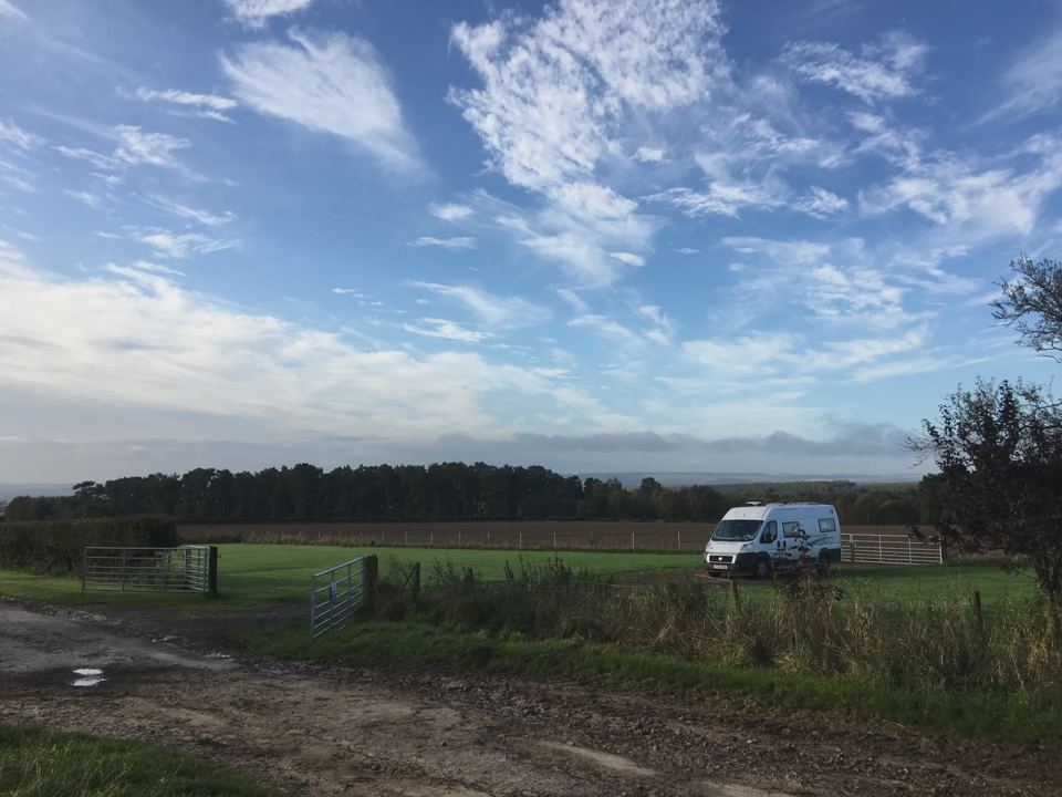 Motorhome on the farm field