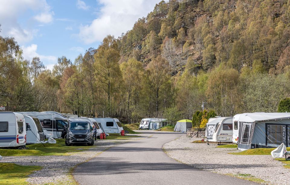 Pitches below the wooded crag