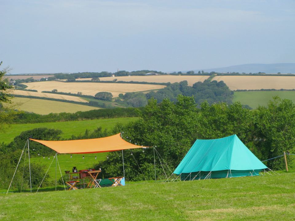 Tents with countryside view
