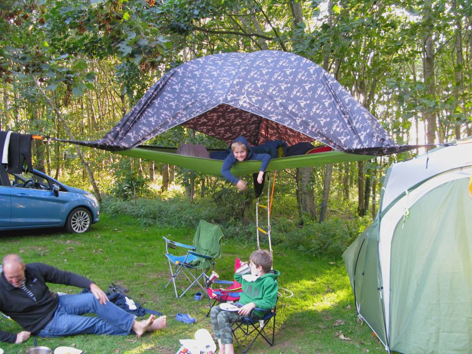 Tent pitch under trees