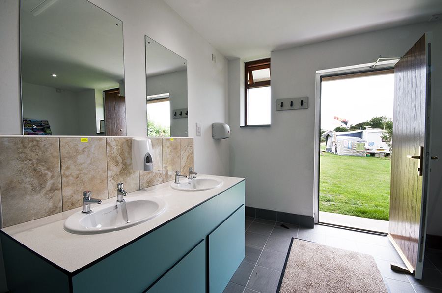 Inside the toilet block