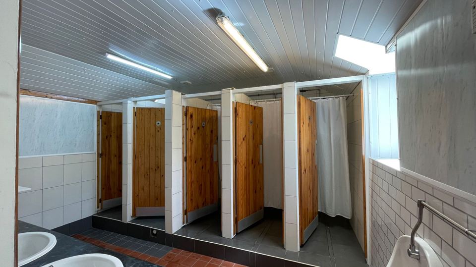 Toilet cubicles inside the block