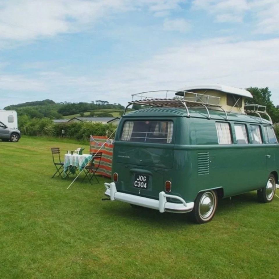 Classic campervan on the grass