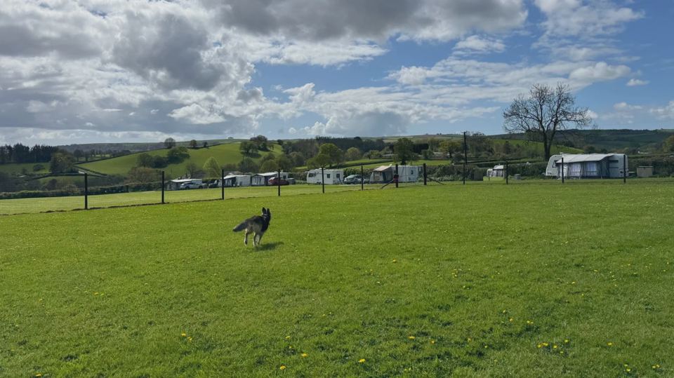 Static caravans across the field