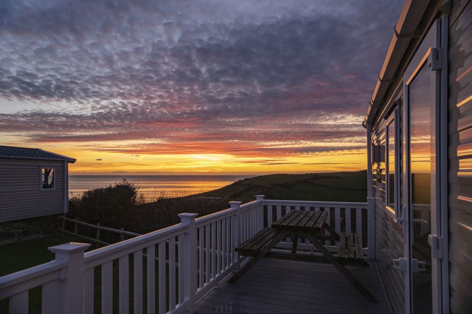 Caravan deck at sunset