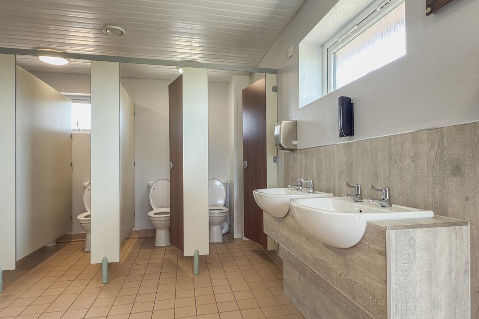 Inside the toilet block