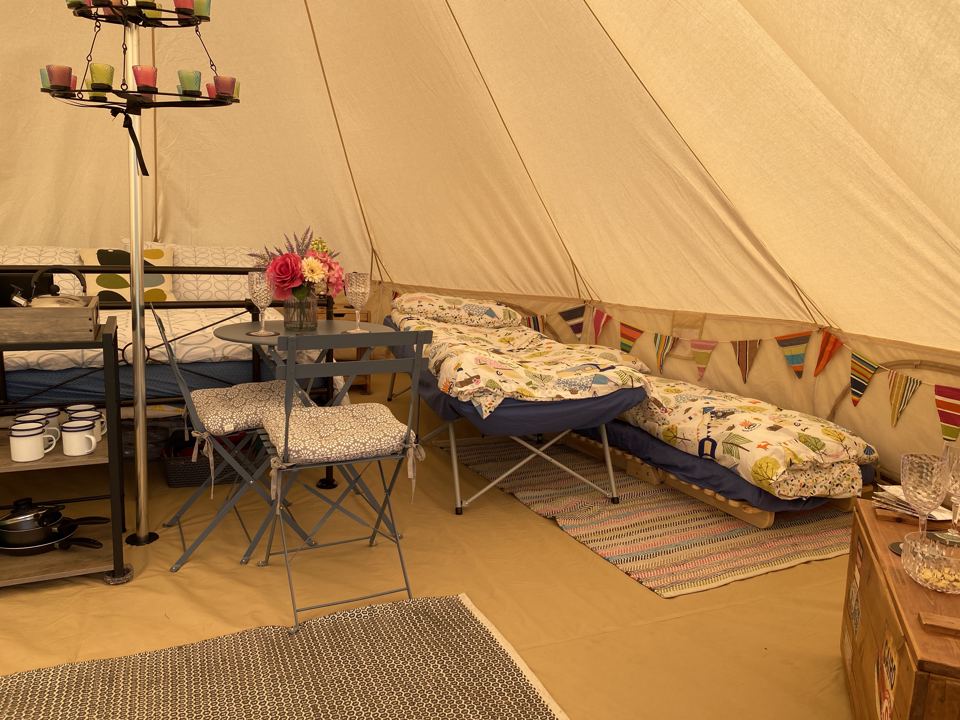Bell tent living area
