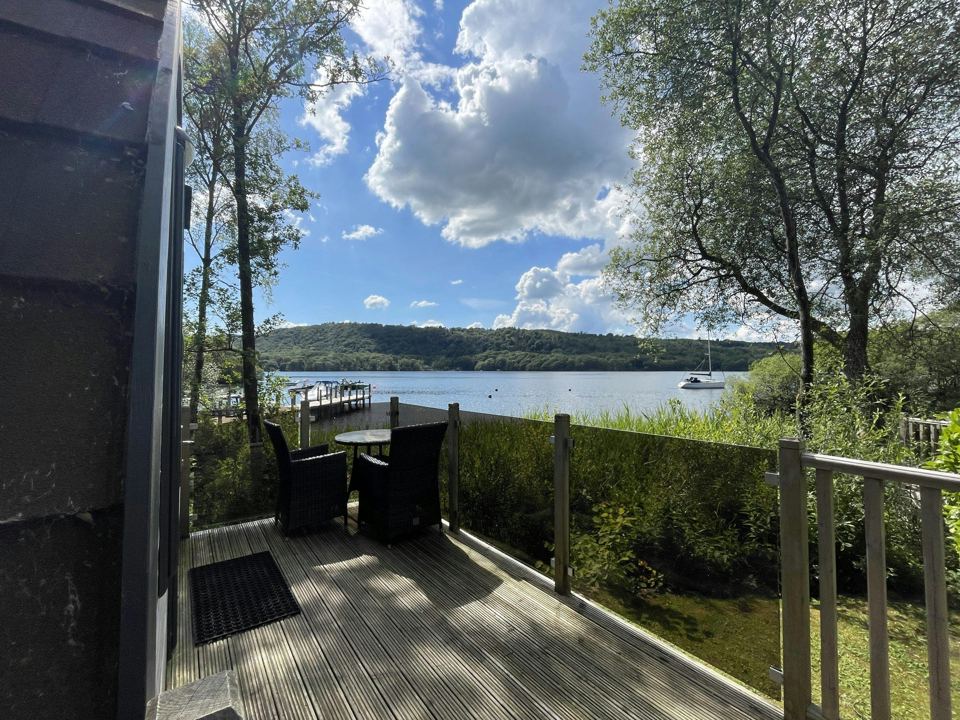 Decking with a lake view