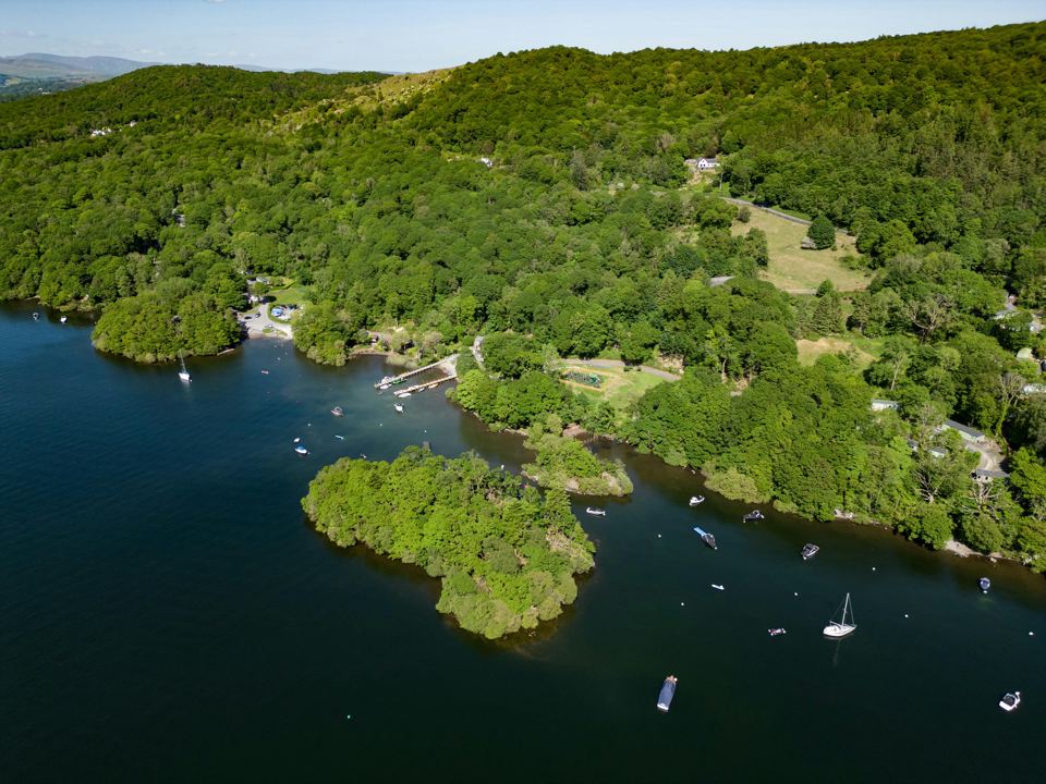 Aerial view of the lake shore