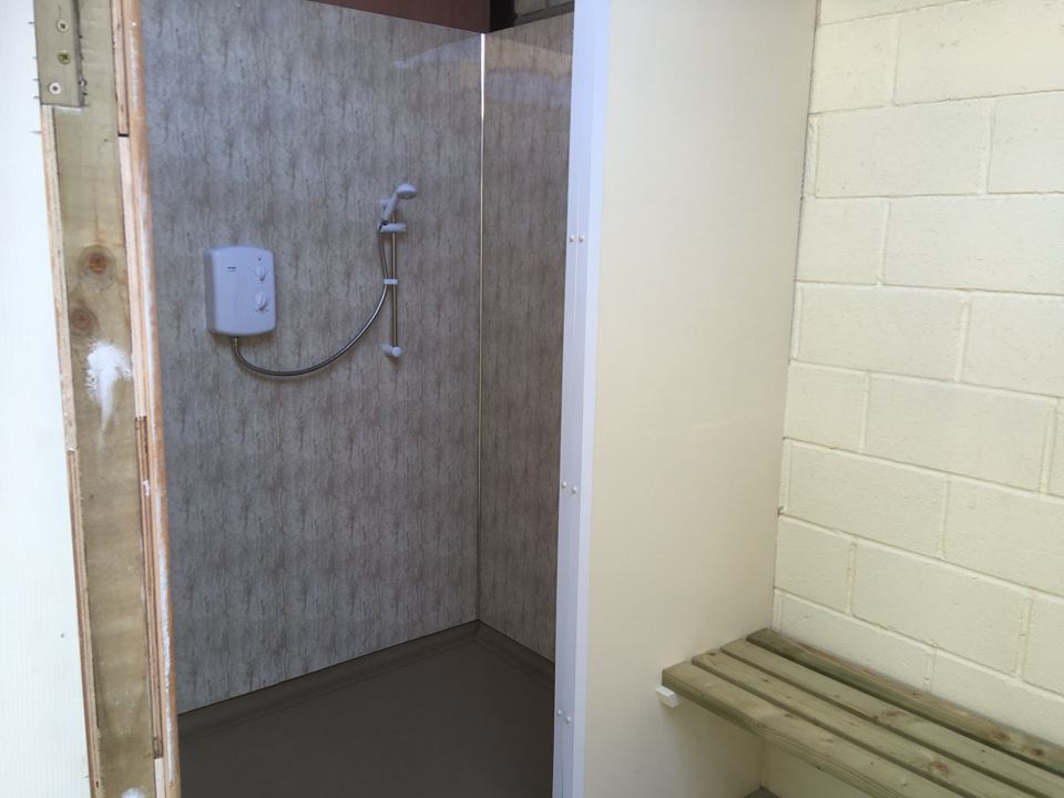 Inside a shower cubicle