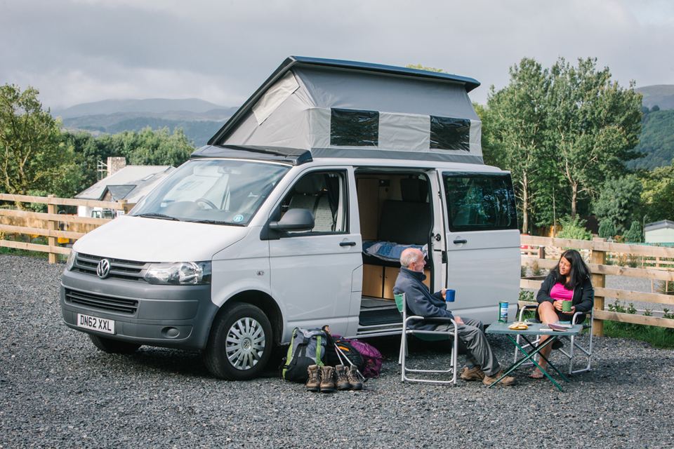 Campervan on gravel pitch