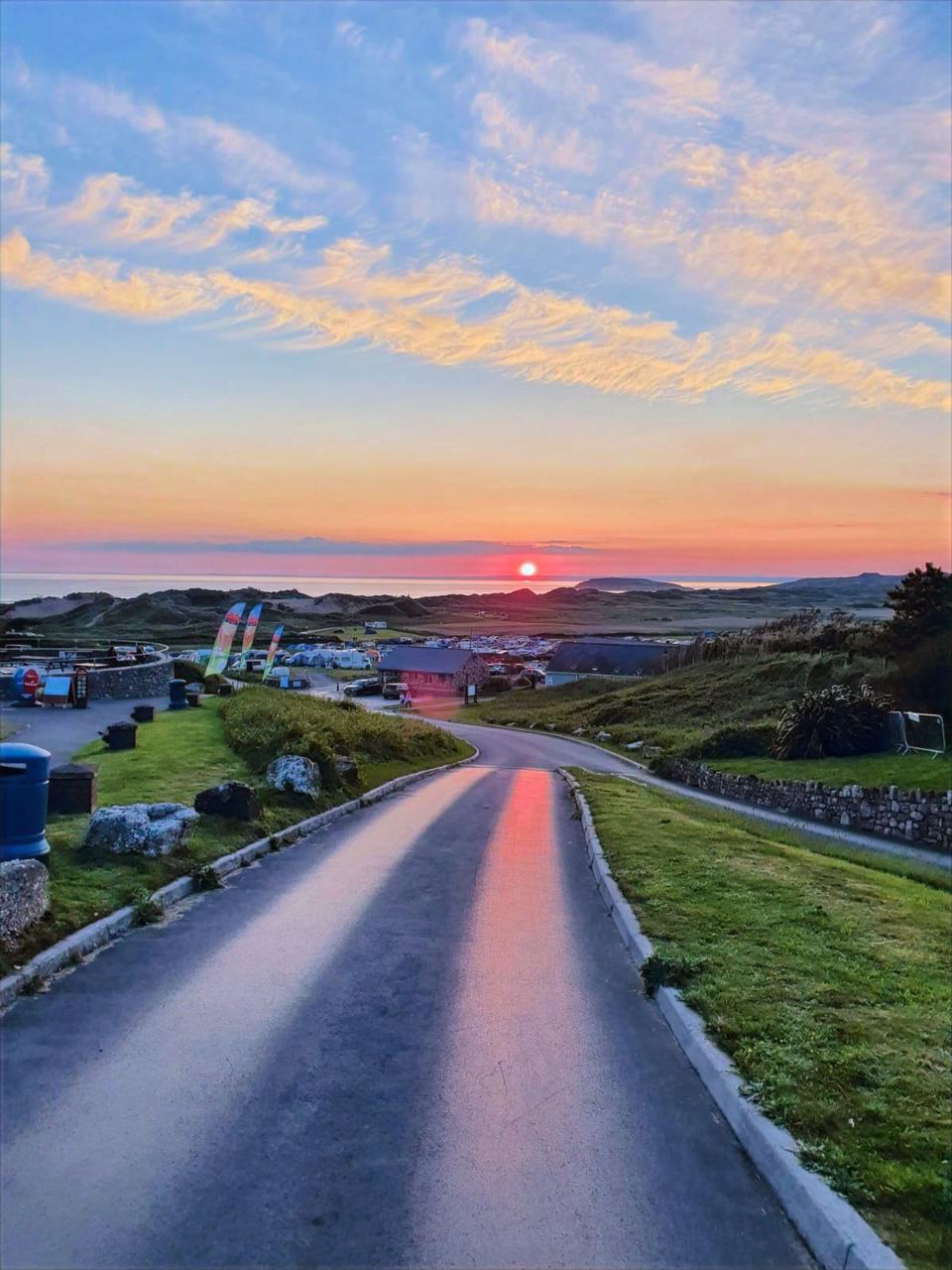 Site track at sunset