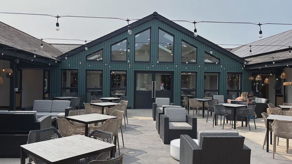 Bar and restaurant building with terrace