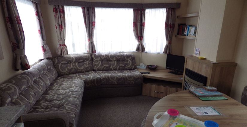Inside a caravan lounge
