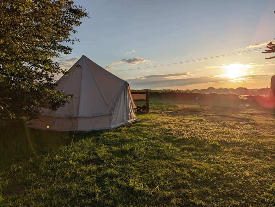 Bell tent at sunset