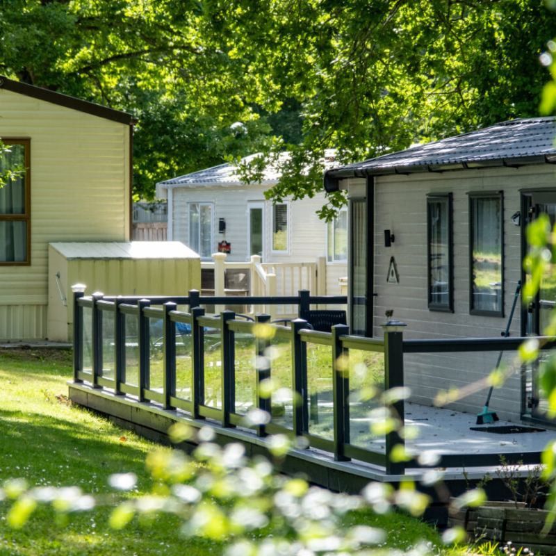 Caravan with decking