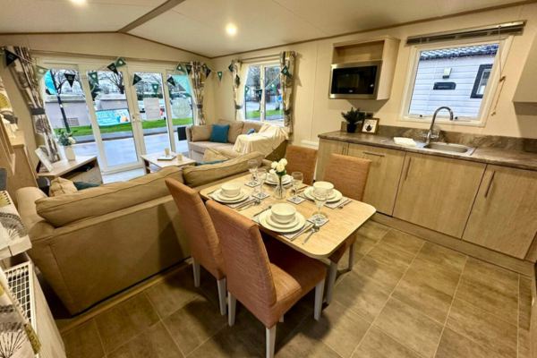 Caravan lounge and dining area