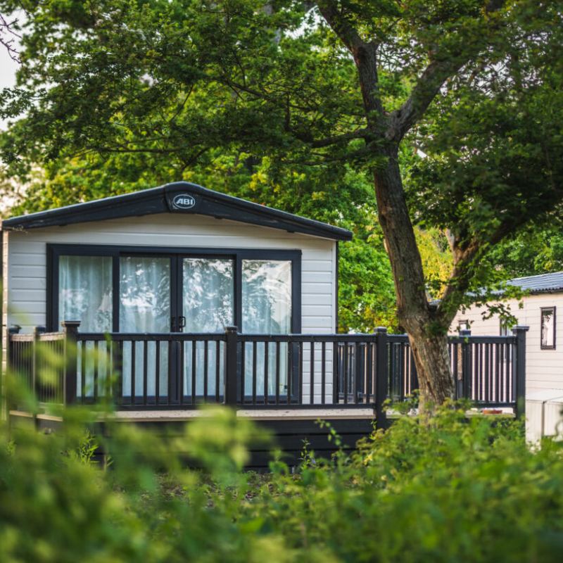 Caravan with decking