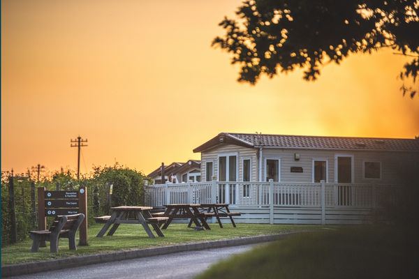 Caravan at sunset