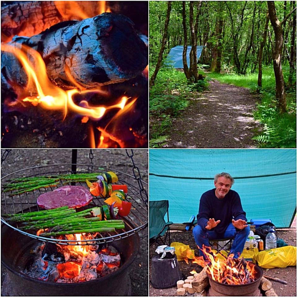 Campfire cooking and camp scenes