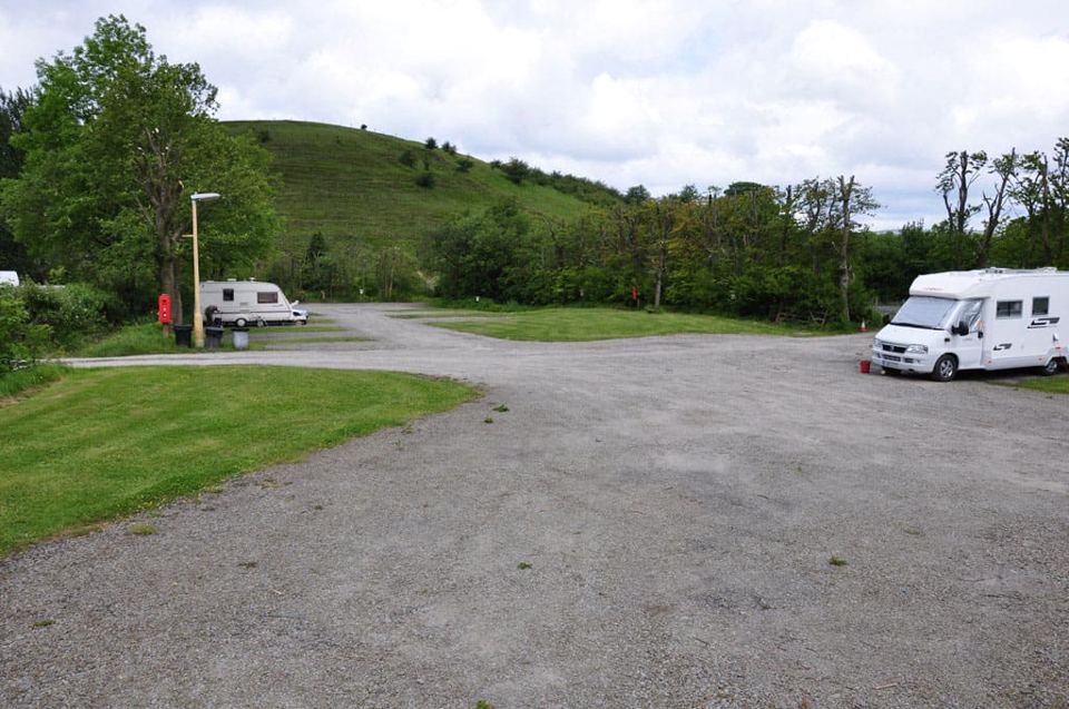 Gravel hardstanding with motorhome
