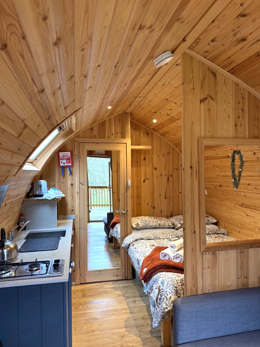 Inside a pod with kitchen