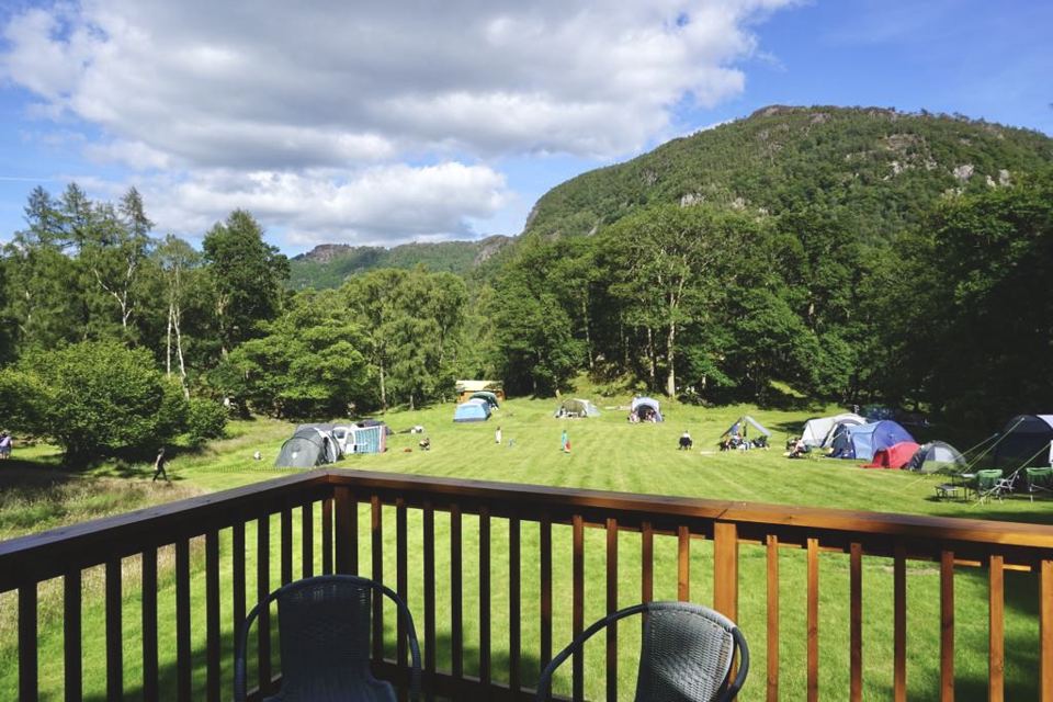 View from the decking over the tents