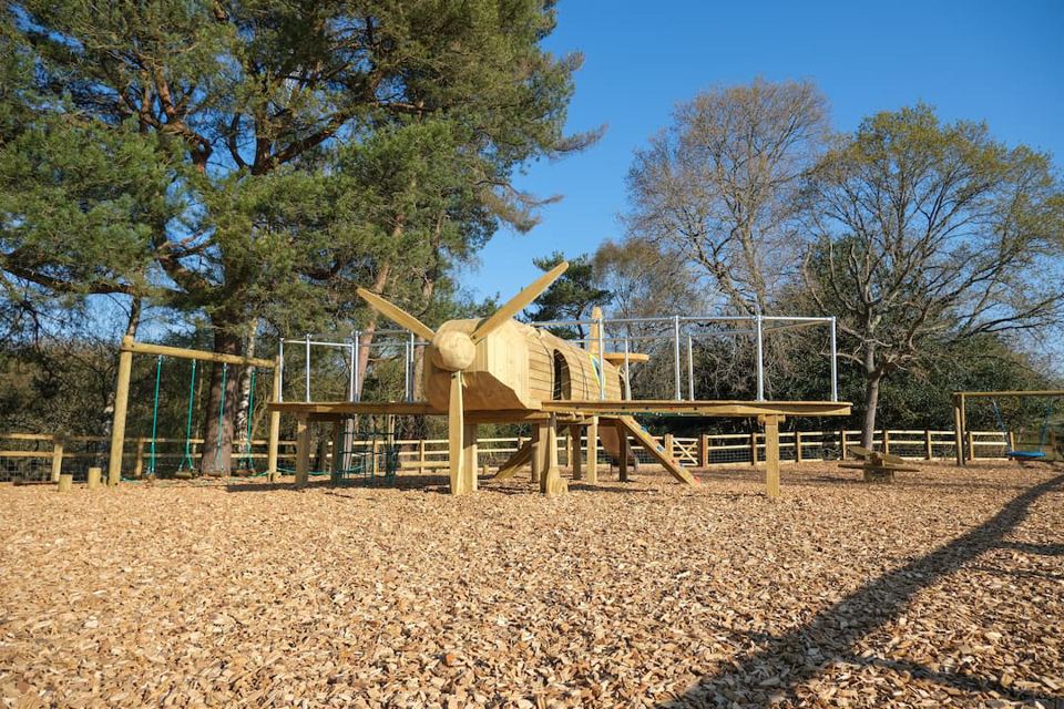 Wooden aeroplane play area