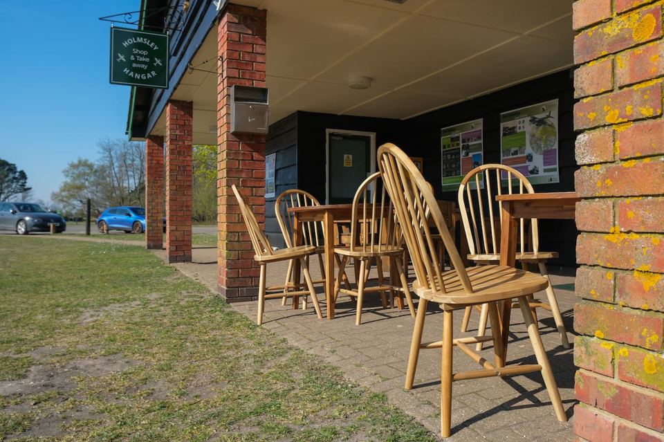 Outdoor seating at the takeaway