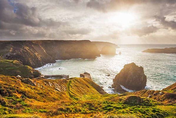 Cliffs at sunset above the sea