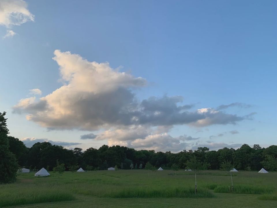 Tents across the meadow