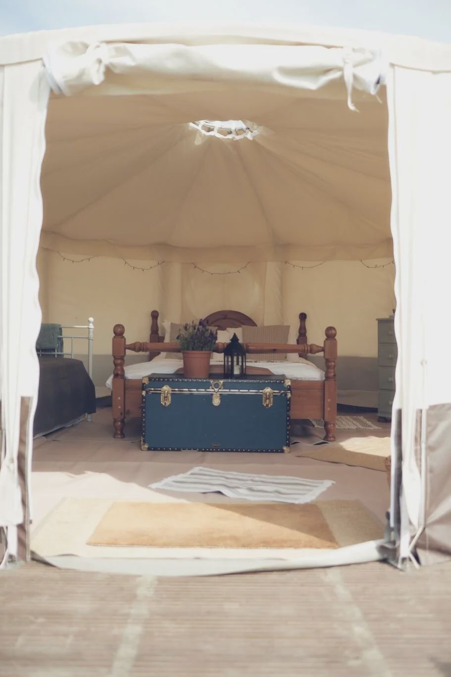 Looking into a yurt