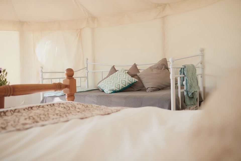 Day bed inside a yurt