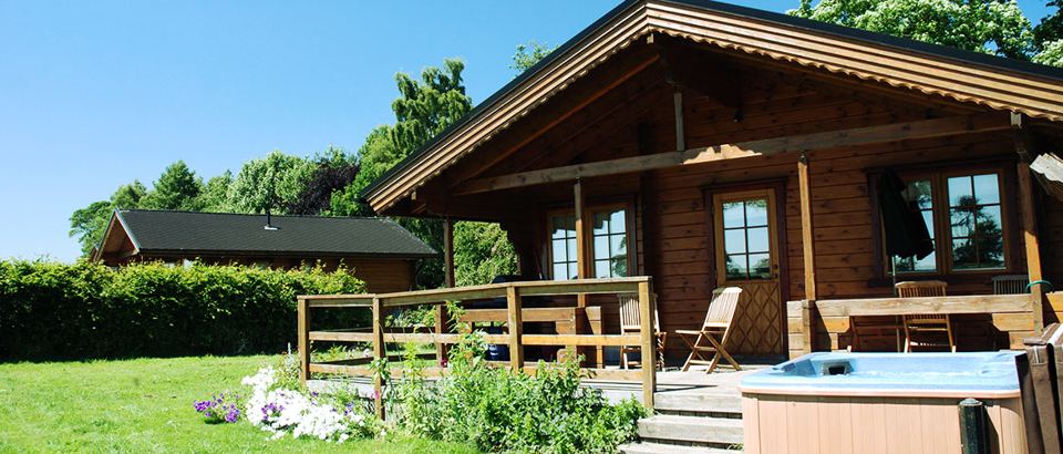 Log cabin with hot tub
