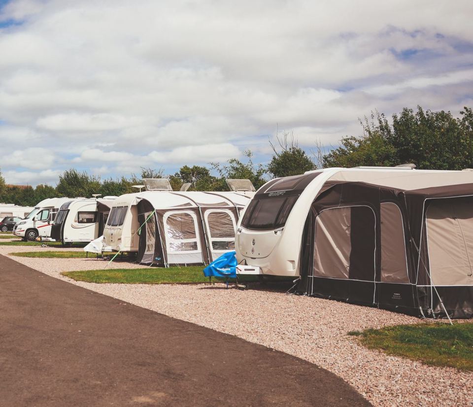 Touring pitches with awnings