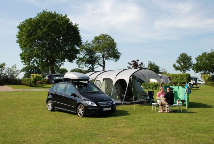 Tent pitch on the grass