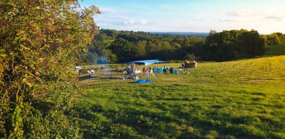 Tents across the top field