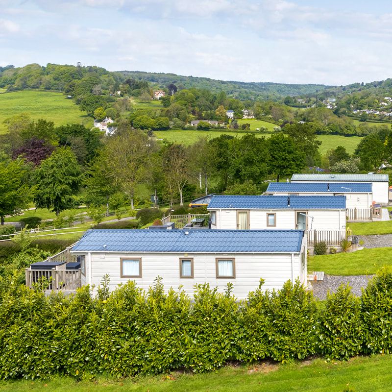 Static caravans on the hillside