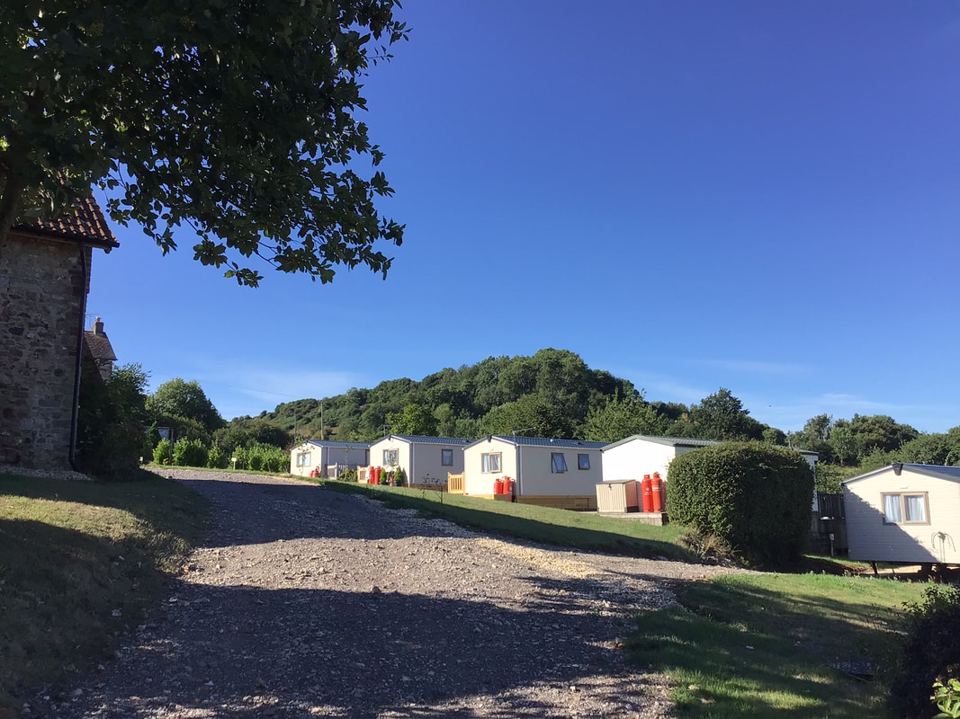 Static caravans beside the road