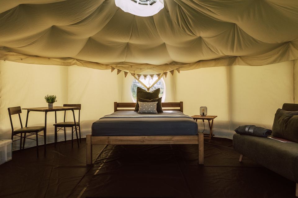 Inside a yurt