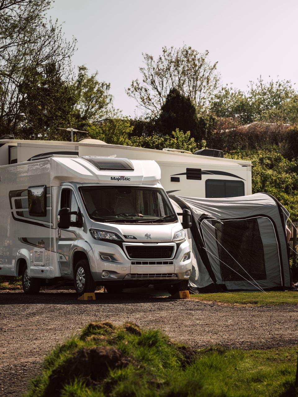 Motorhome on gravel pitch