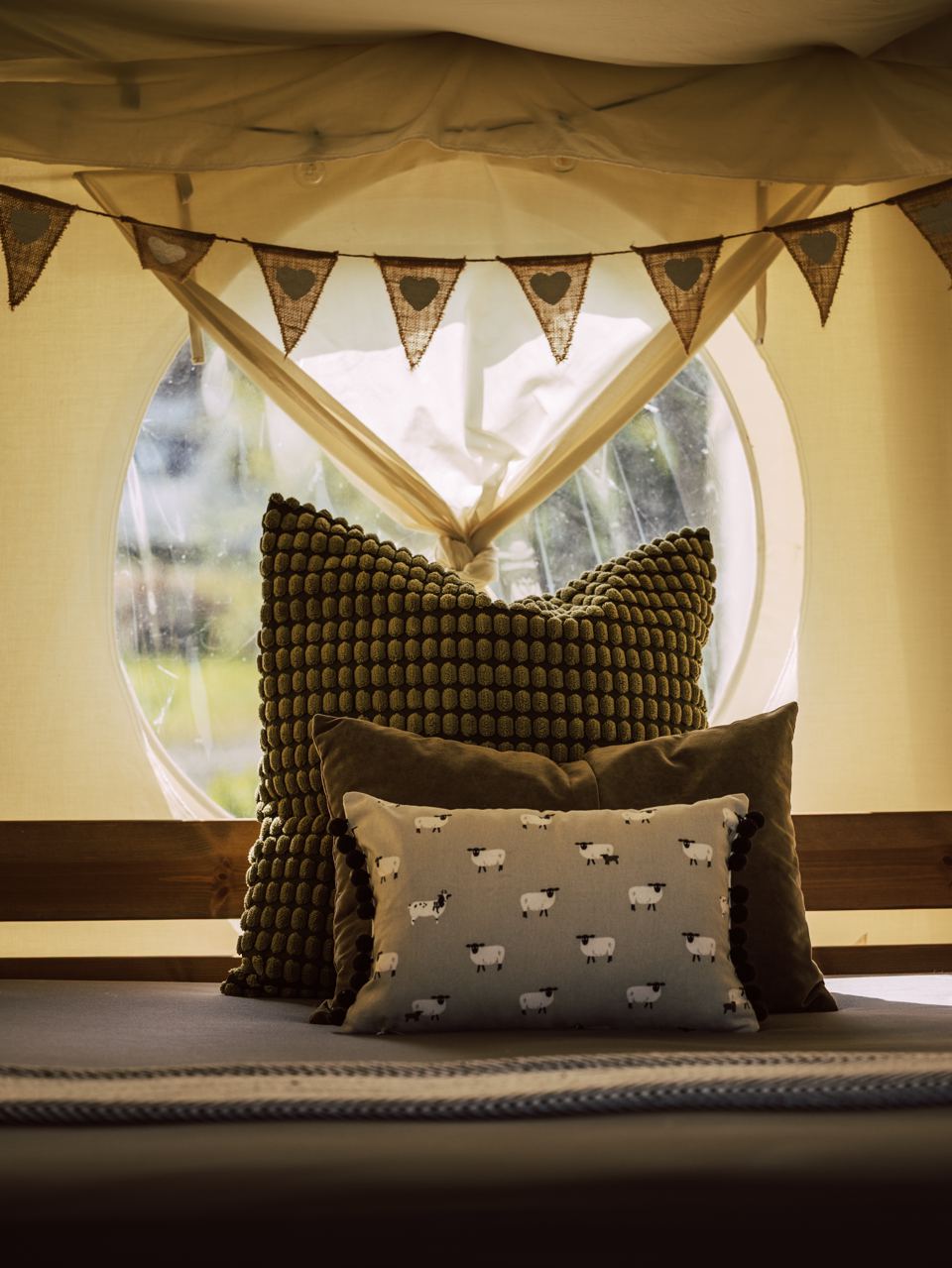 Cushions in a yurt window