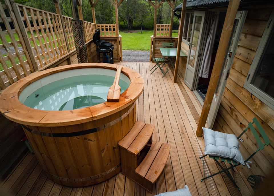 Hot tub on a hut deck