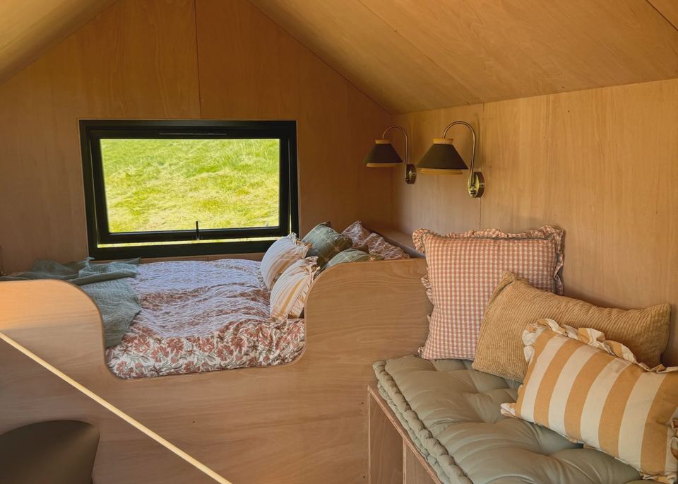 Hut interior with desk