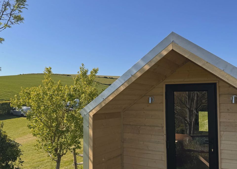 Timber hut with Downs view